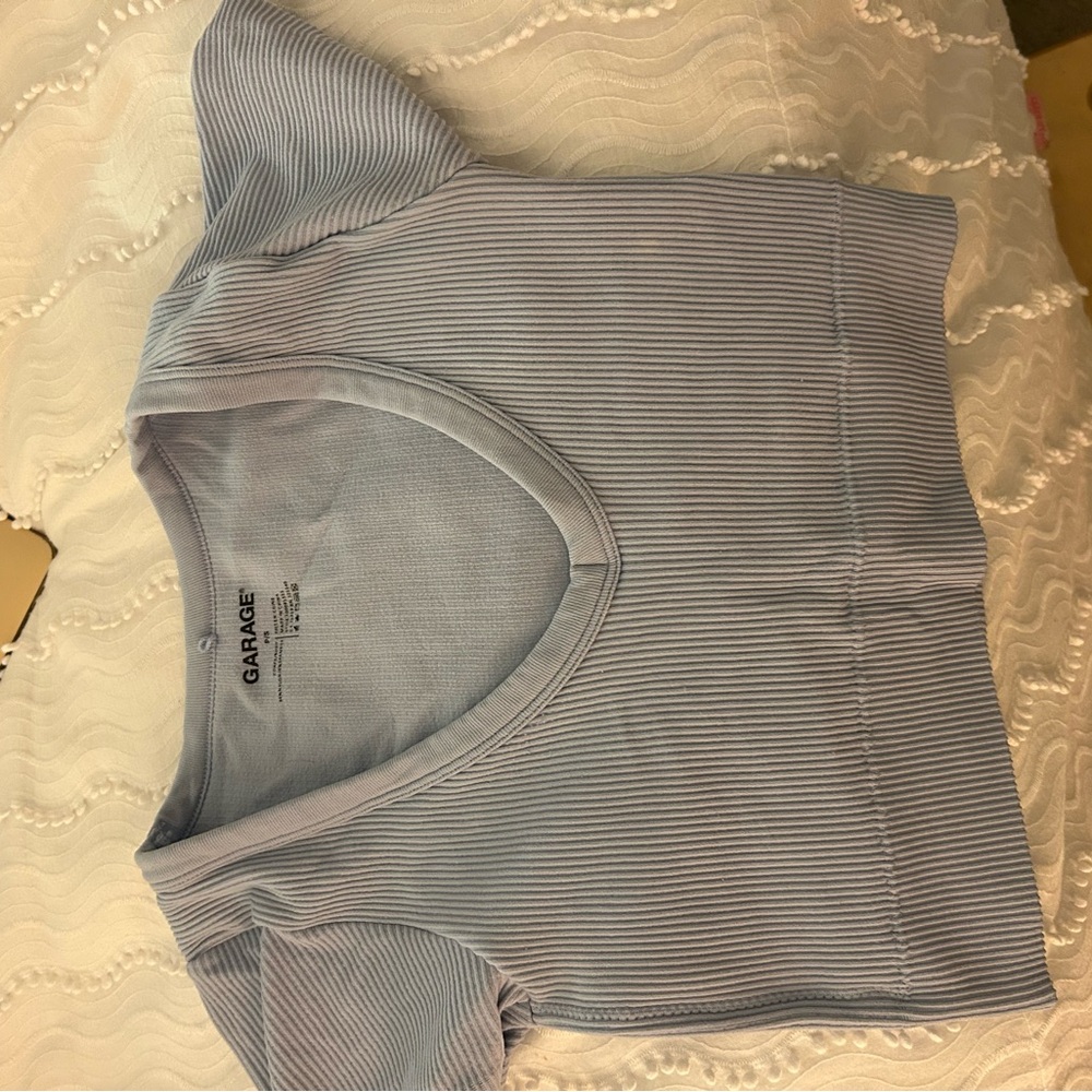 Garage Ribbed Blue Fitted Tee